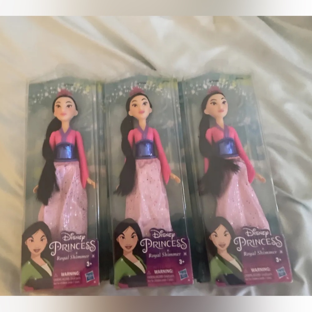 3 Disney Princess Royal Shimmer Mulan Doll New